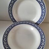 Set of 4 vintage navy blue soup plates