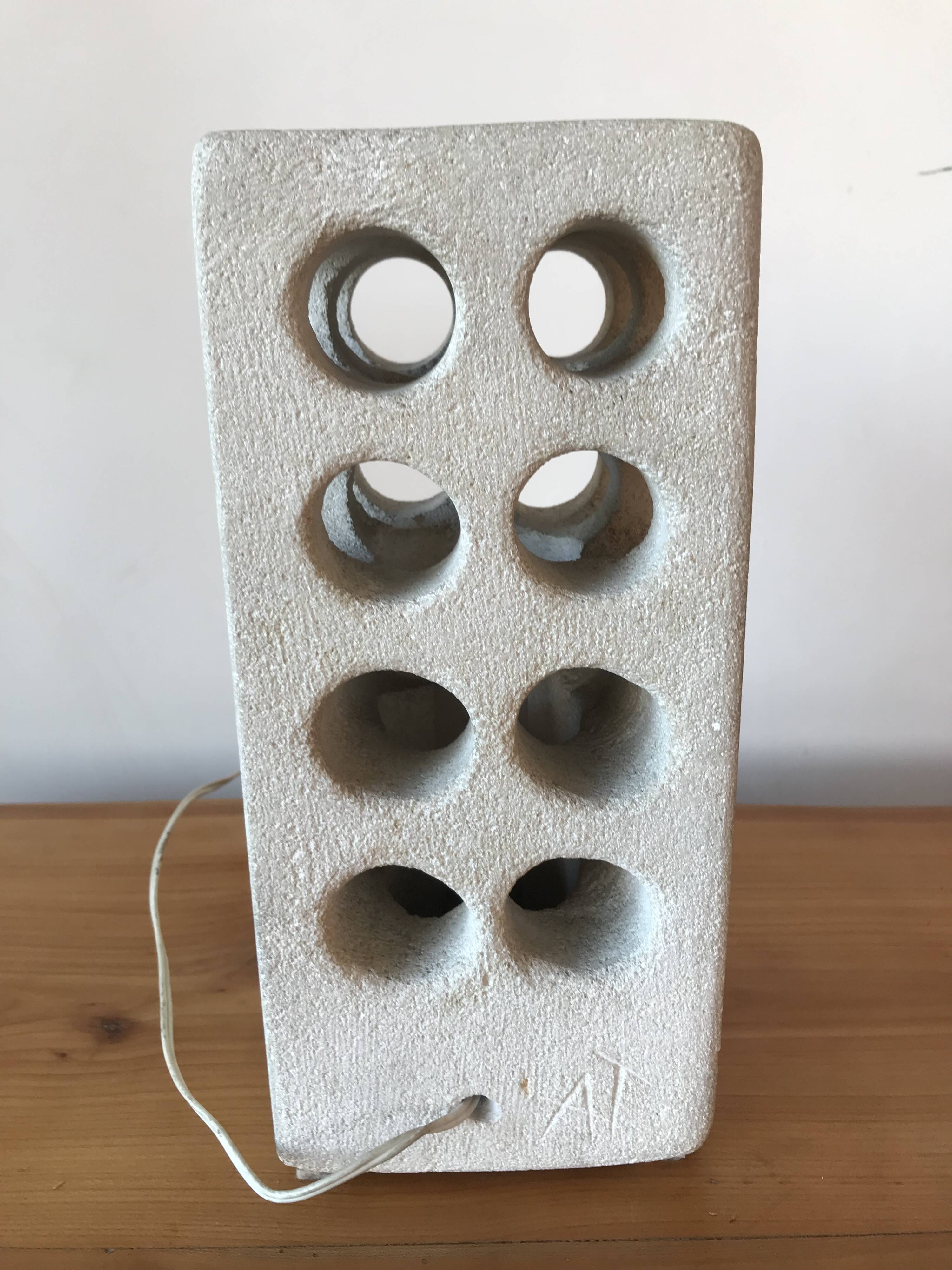 Stone sculpture lamp by Albert Tormos, circa 1970.