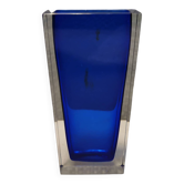 Petit vase en verre double couche (transparent et bleu)