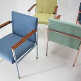 1960s Set of Eight Iron and Wood Armchairs/Dining Chairs,Czechoslovakia