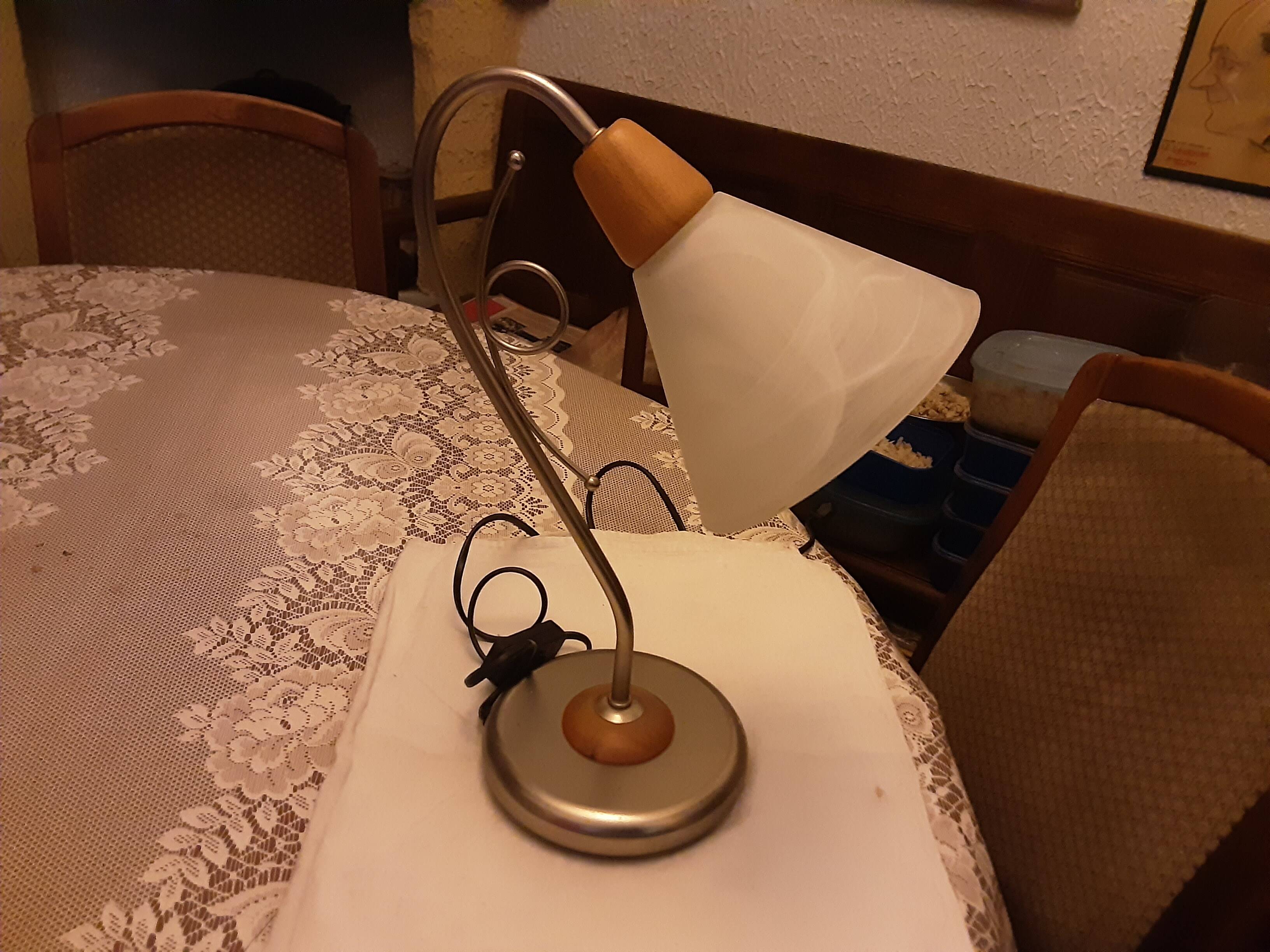 Vaf cinquanta italy table lamp iron chrome wood and glass