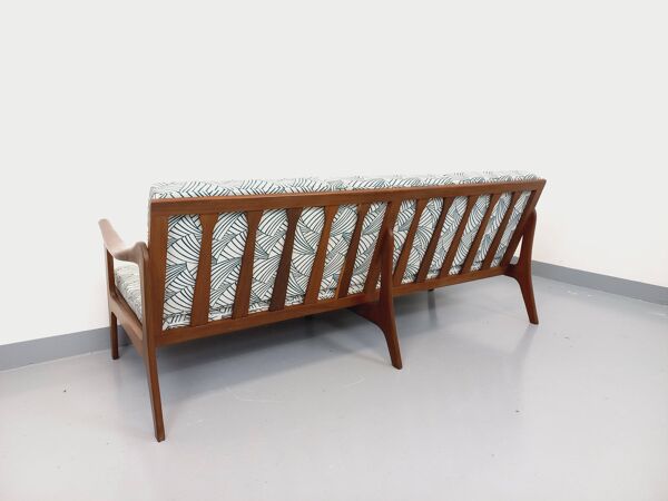Banquette canapé 3 places scandinave Arne Wahl Iversen pour Komfort en teck