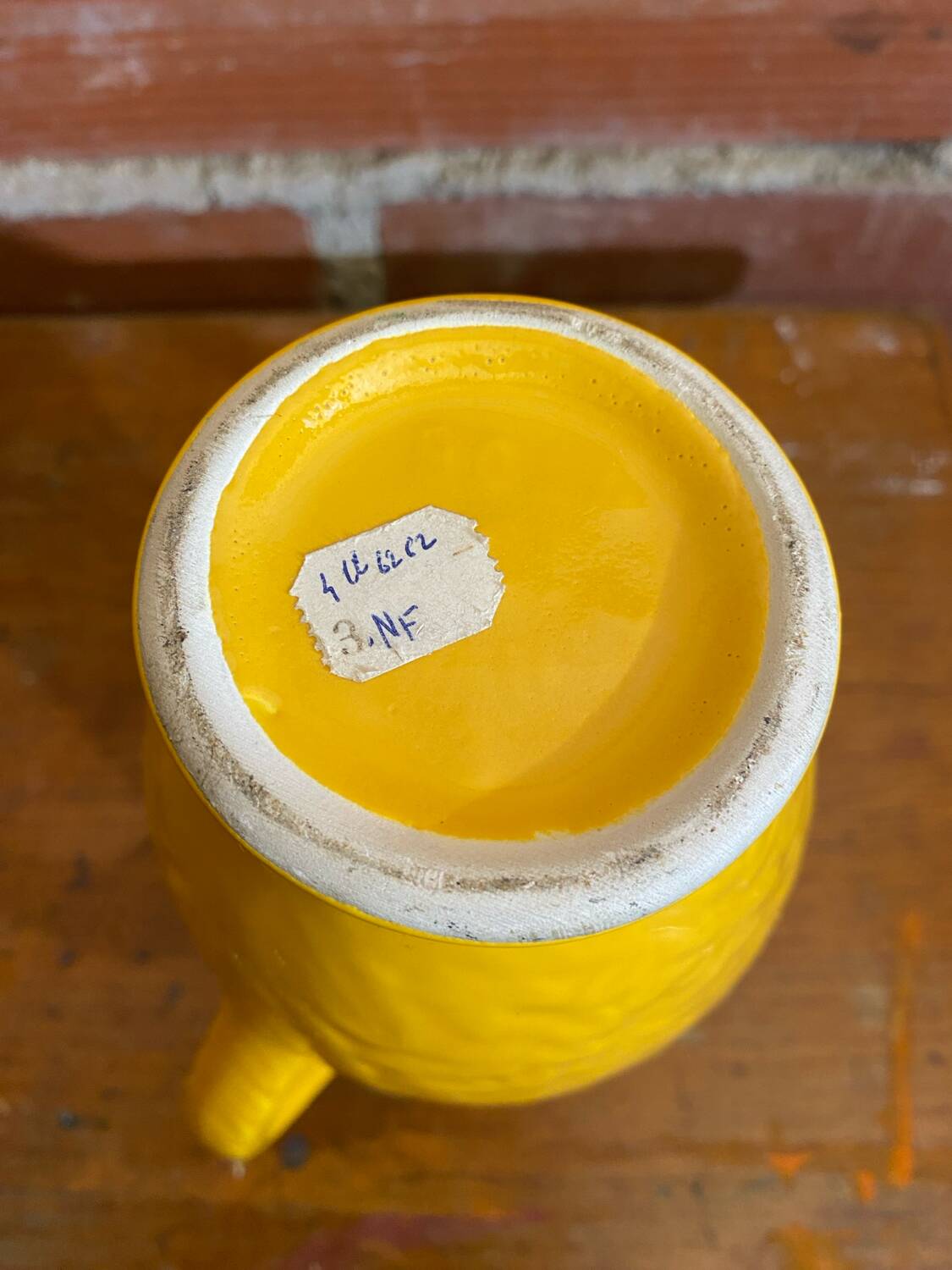 Antique Vase with Handles Yellow Ceramic Vintage Decoration #C605