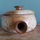 Covered stoneware fondue pot/tureen from Puisaye, signed Jean-Pierre Prud’homme