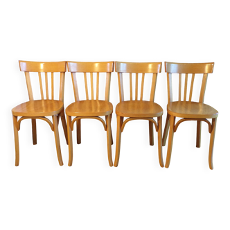 Set of 4 Baumann bistro chairs in light wood