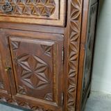 Carved pine sideboard, mountain folk art, 1950s