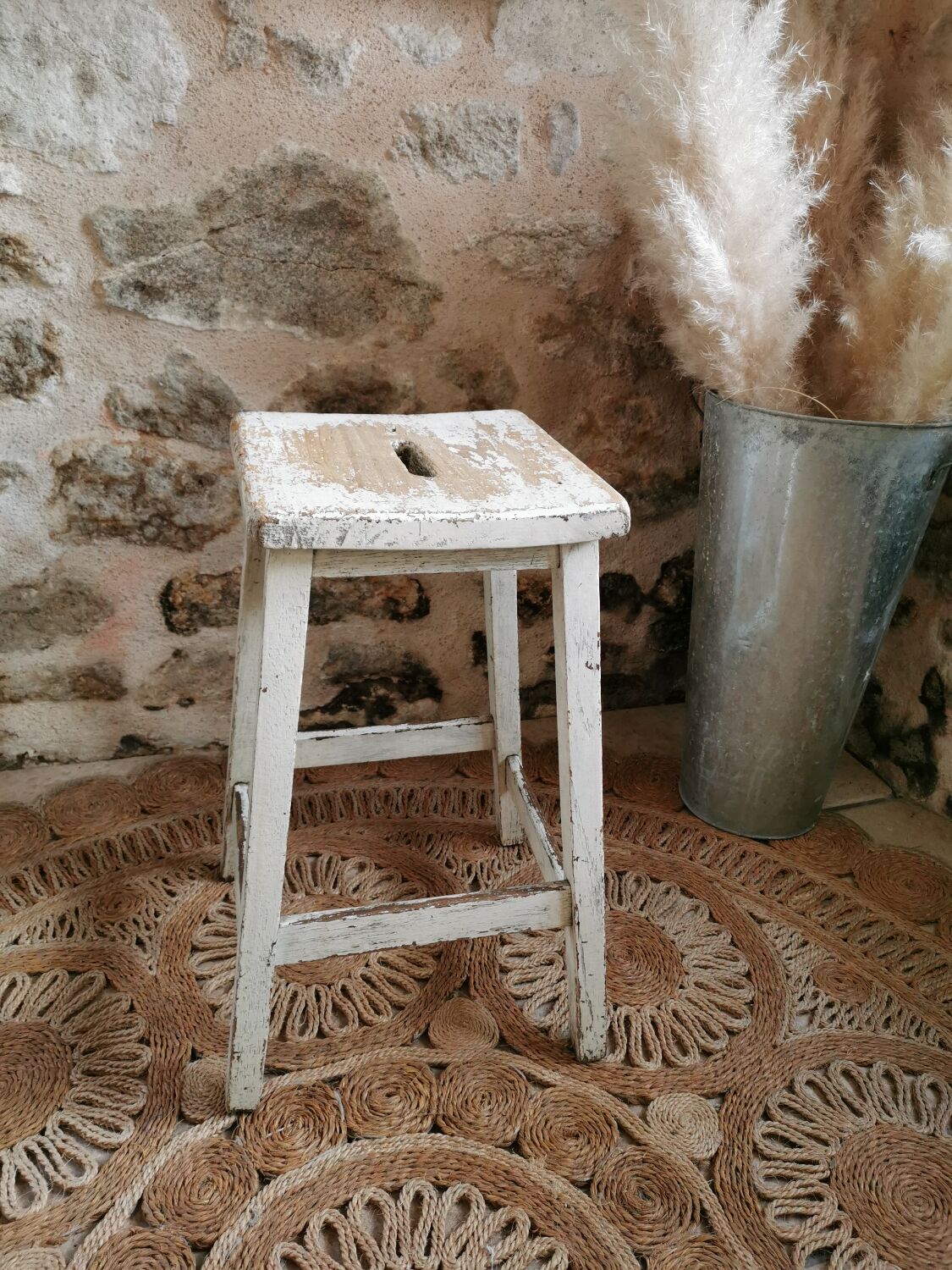 Weathered workshop stool