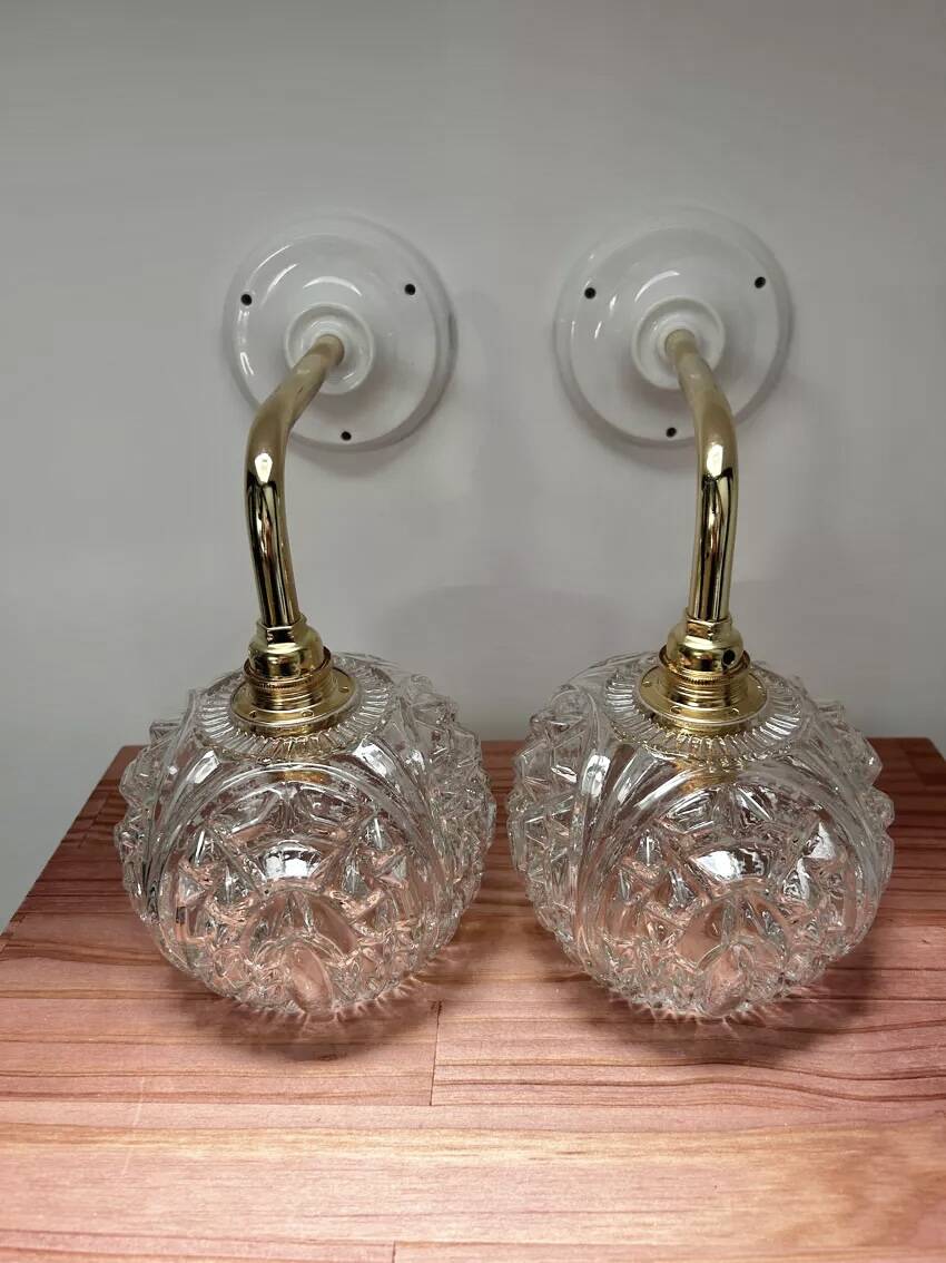 Pair of vintage globe wall lights