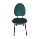 Vintage chair in turquoise green vinyl with black metal legs
