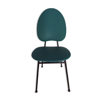 Vintage vinyl chair green turquoise metal foot black