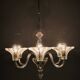 Art Deco Six-Arm Glass Chandelier, Czechoslovakia, 1930s