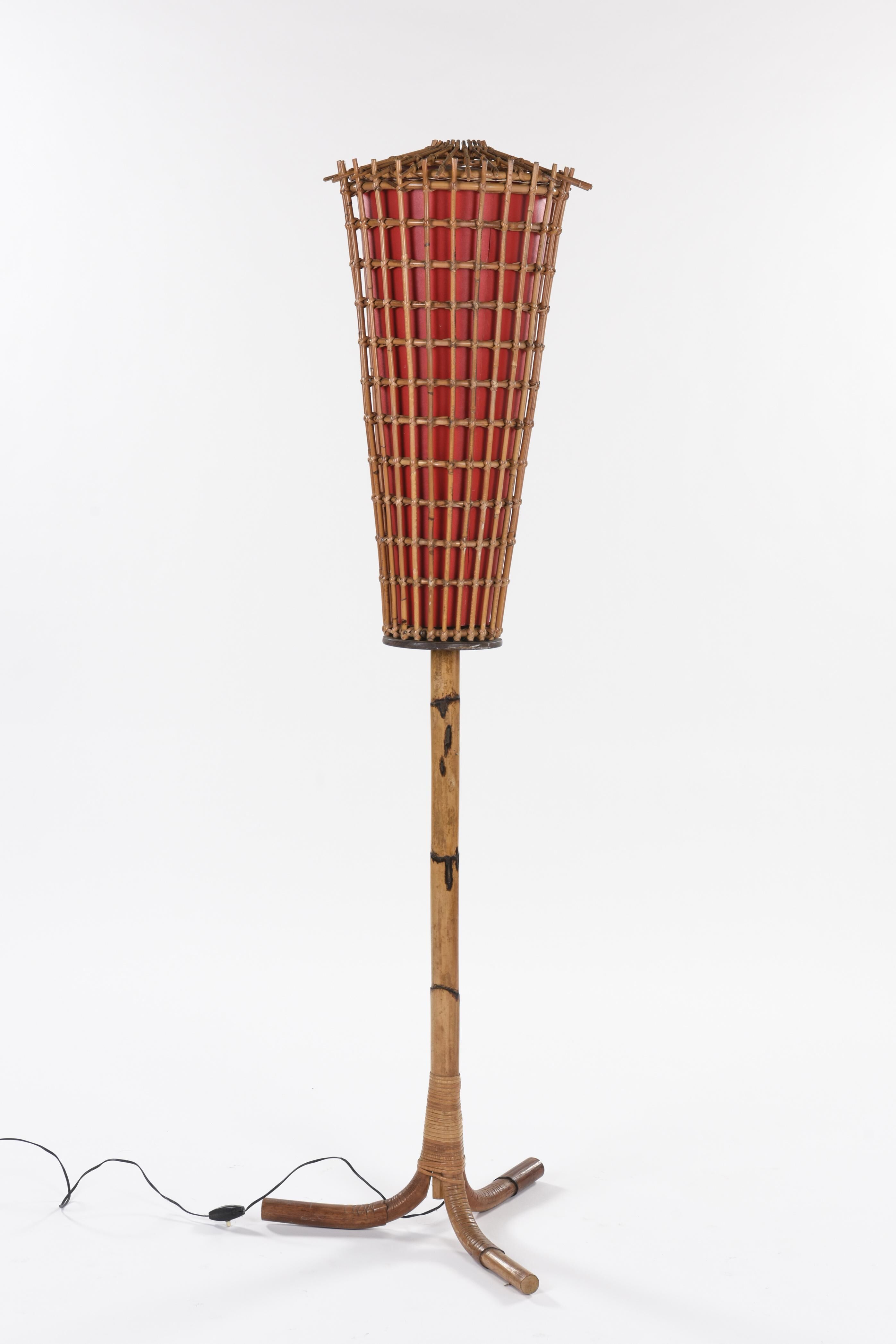 Lampadaire en bambou circa 1970