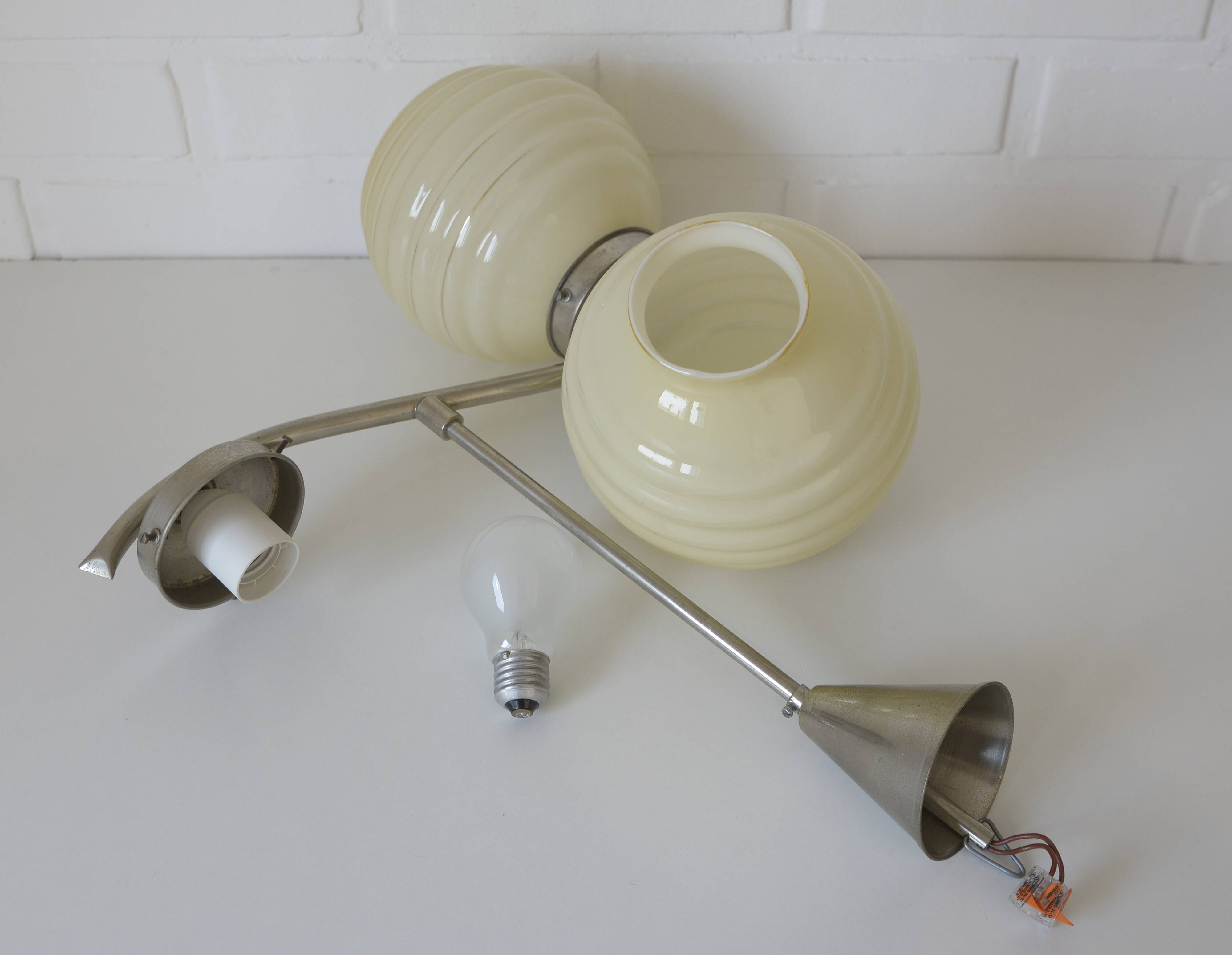 Original Art Deco Antique Chandelier Hanging Lamp Bauhaus Era