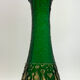 Vintage vase in moulded glass, green and gold patterns - 1970s