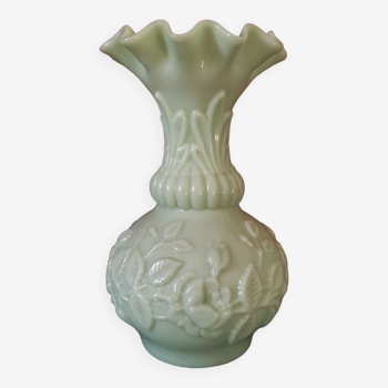 Bohemian green opaline vase