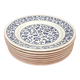 8 flat earthenware plates with floral decoration made in italy