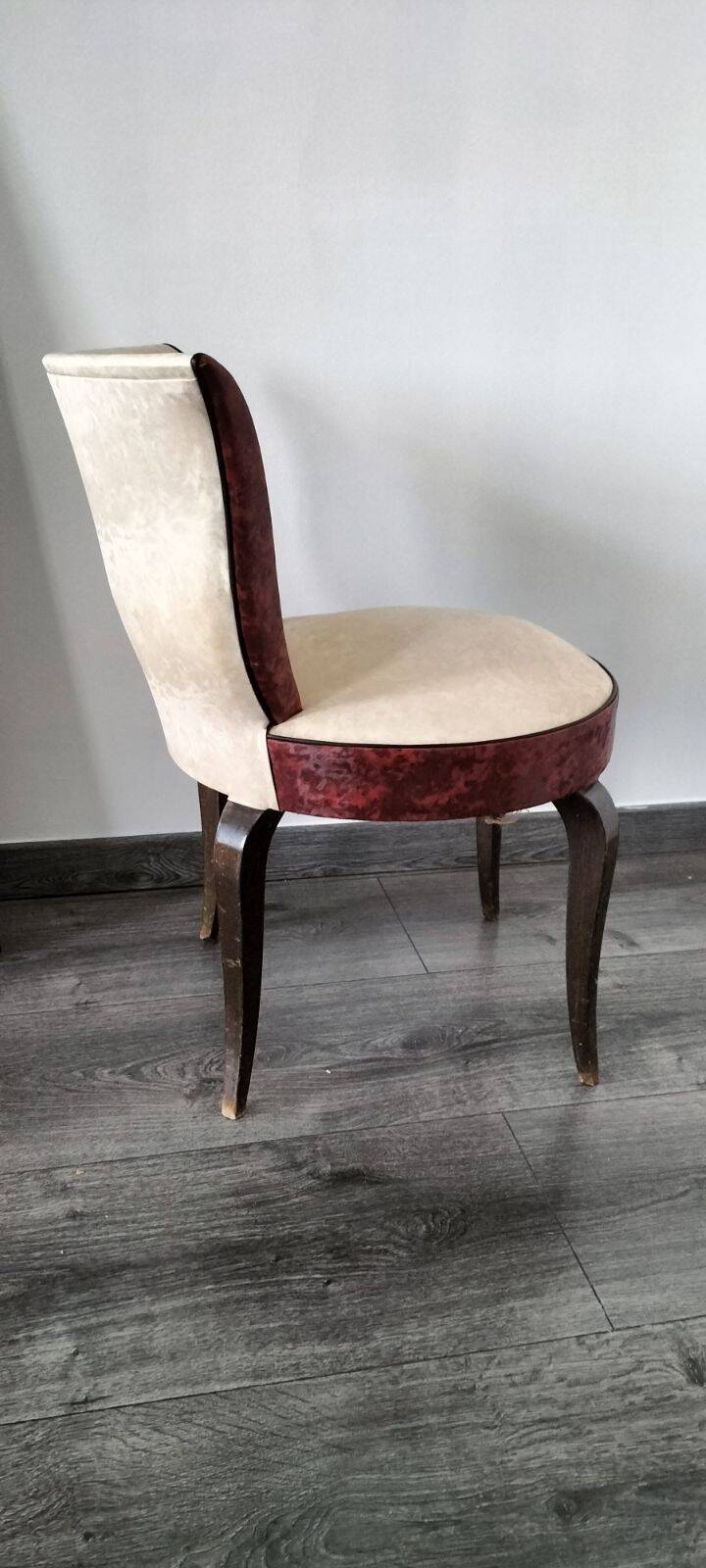 Vintage white and burgundy club chair