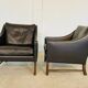 Fauteuils en cuir et palissandre de Fredrik Kayser des années 50 – cuir marron