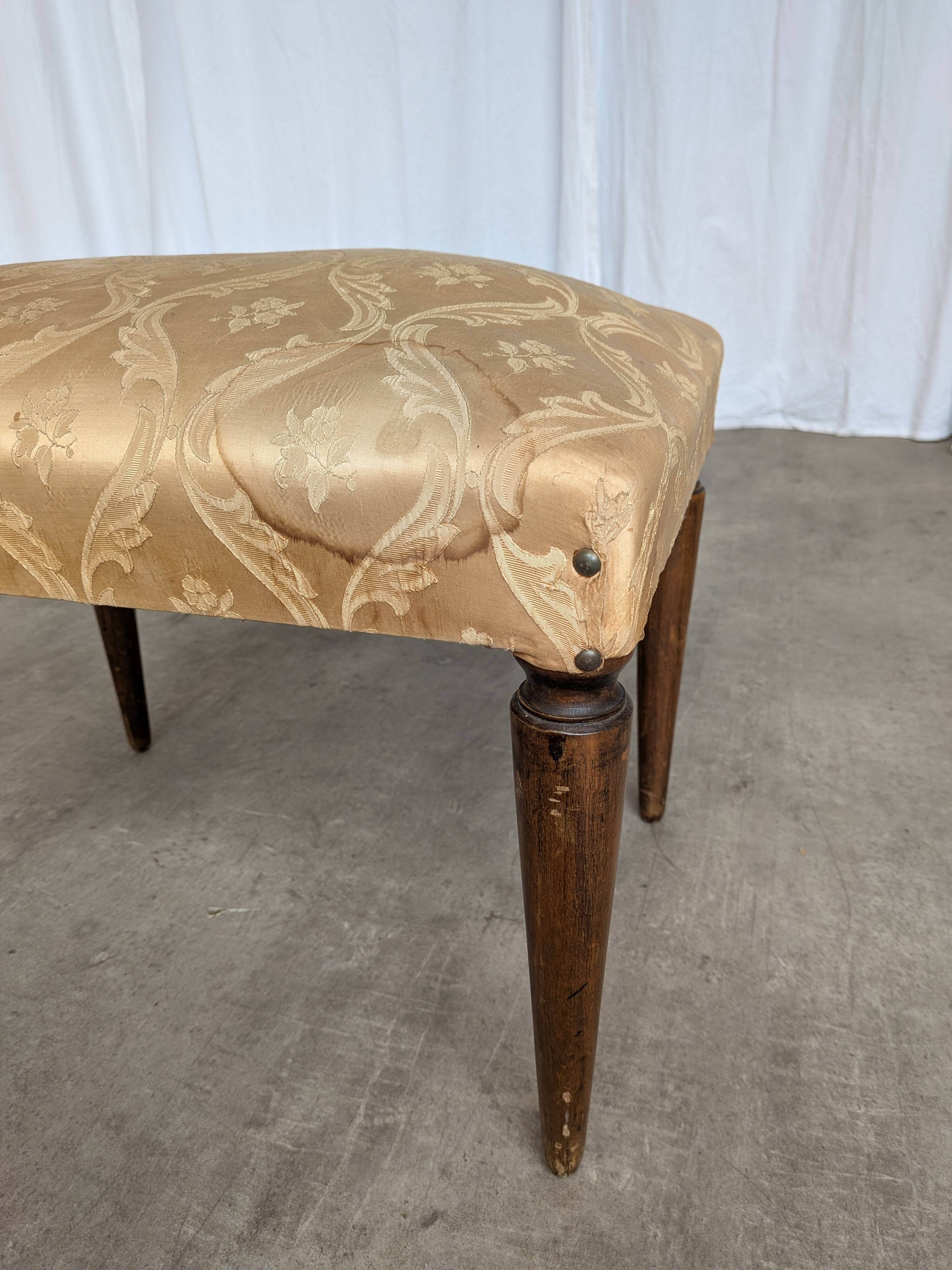 Vintage Gold Fabric Foot stool: Mid-Century Ottoman Tabure, 1970s