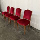 4 red Louis XV style chairs