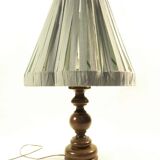 Large turned wooden base lamp