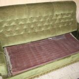 Vintage green velvet sofa