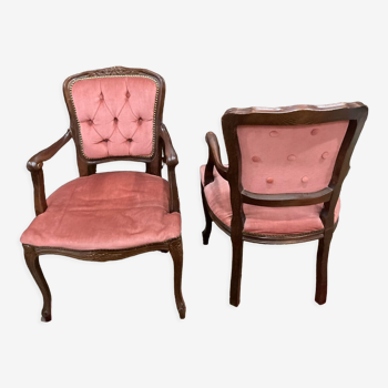 Two Louis XV style convertible armchairs