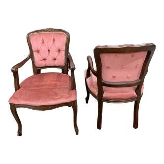 Two Louis XV style convertible armchairs