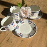 Tasses et soucoupes art déco Badonviller motif « tulipes «