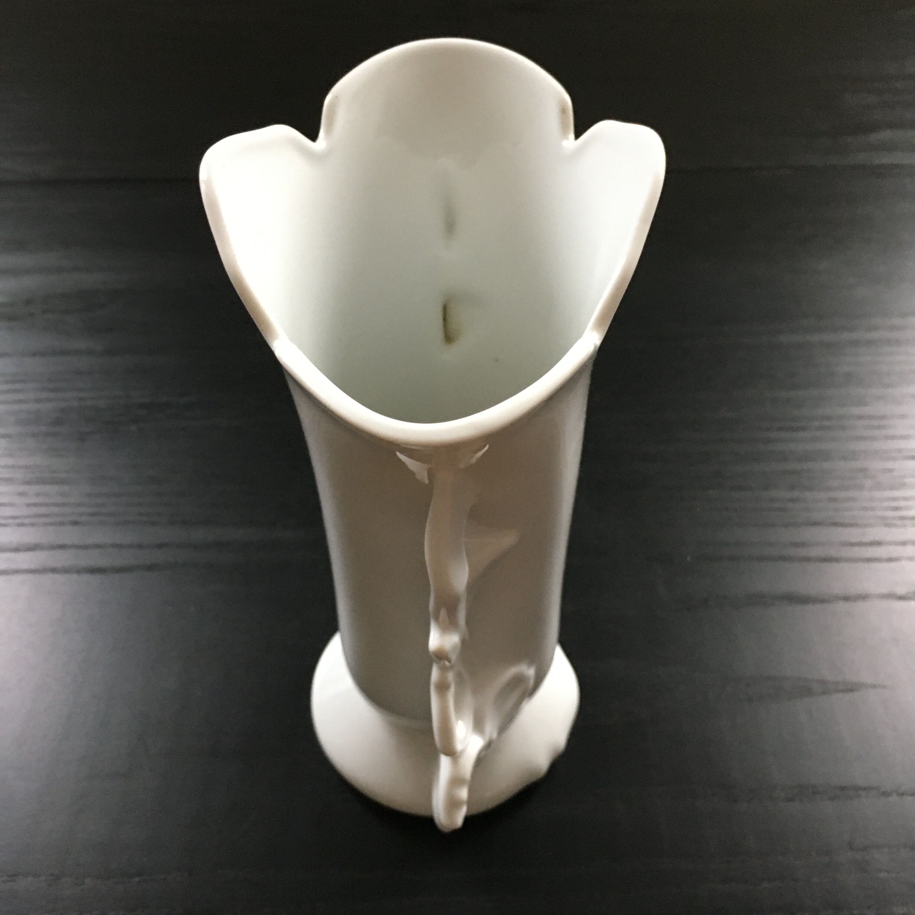 White vase flowery handles