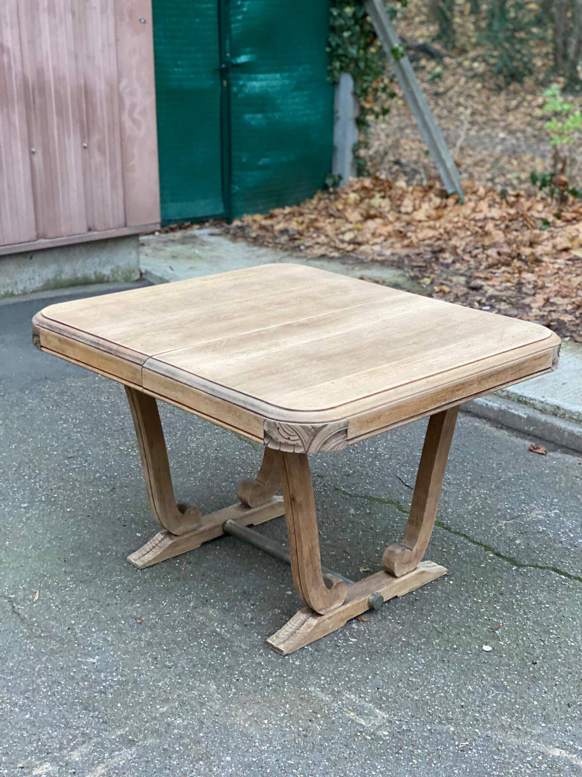 Restored Art Deco dining table in solid oak, 1940