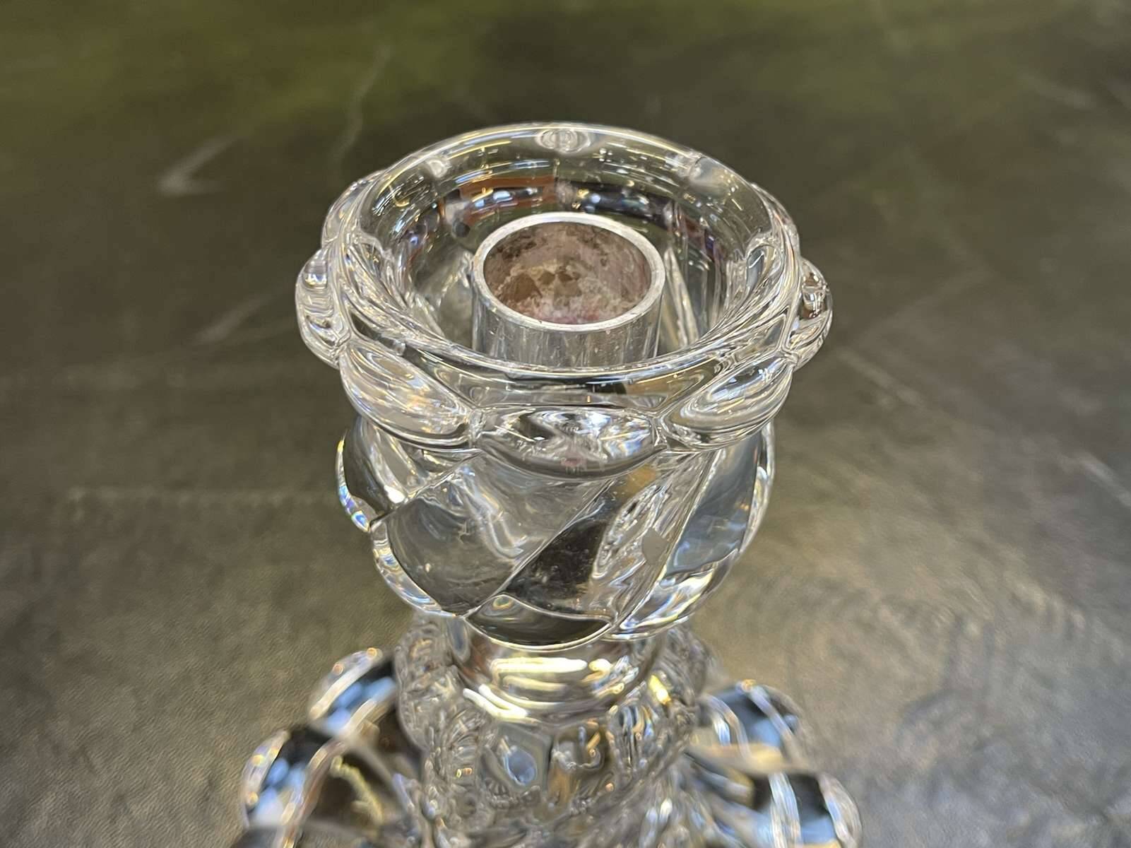 Baccarat crystal lantern with engraved foliage decoration.