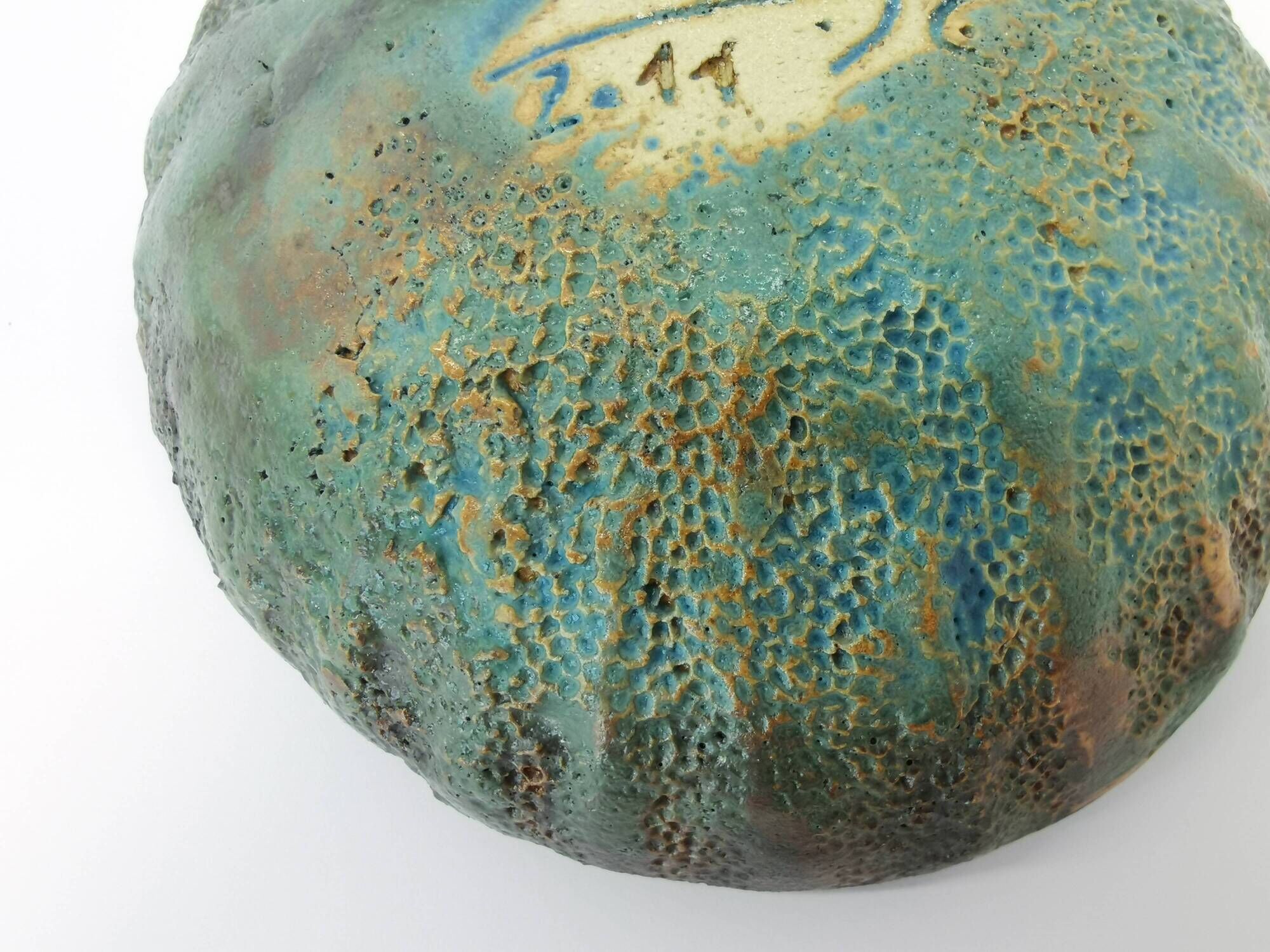 Coupe vide-poches en grès émaillé, signée, artisanat d'art, céramique