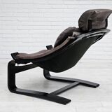 Chaise longue kroken, années 1970, design suédois par ake fribyter pour nelo, état d'origine.