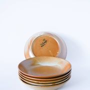 Set of 6 deep stoneware plates, 1970 - 19 cm
