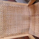 Two vintage braided straw armchairs