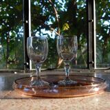 Plateau en verre rose