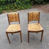 pair of beige velvet Art Deco / vintage chairs