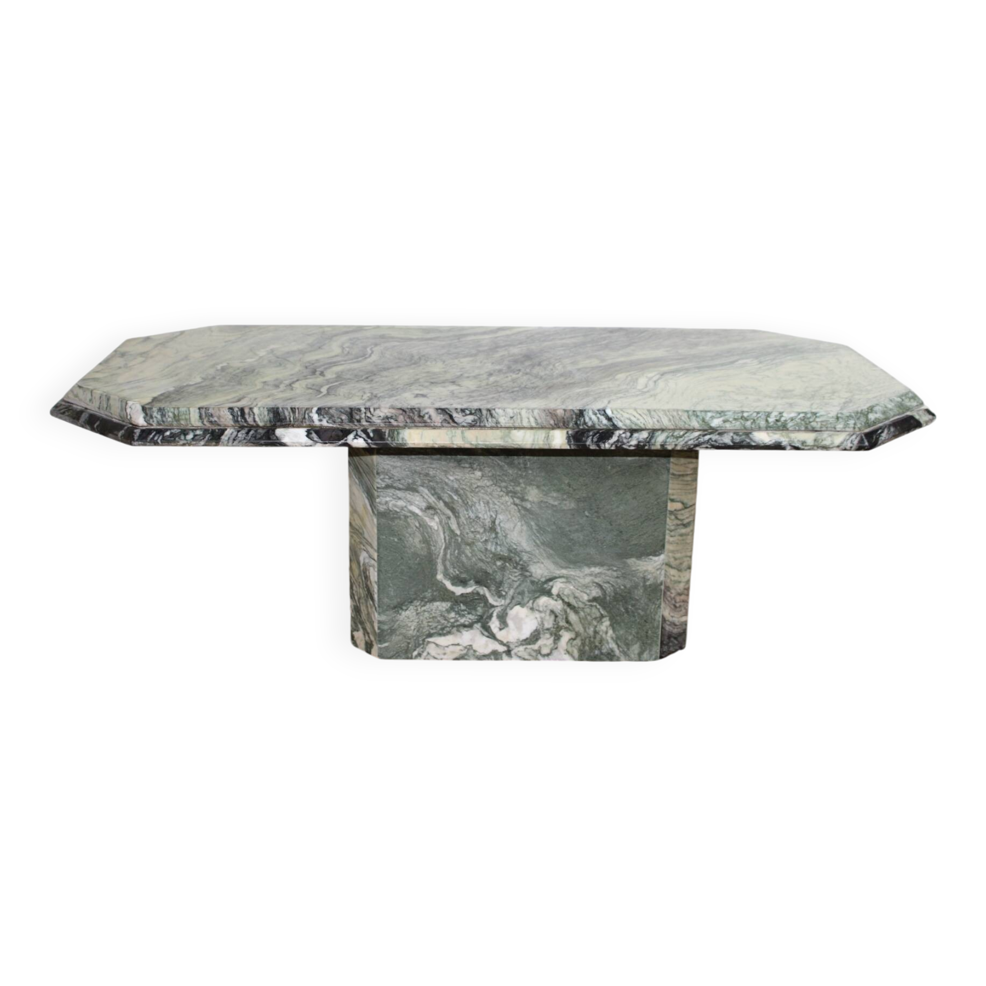 Handcrafted green marble coffee table, 1960s France
