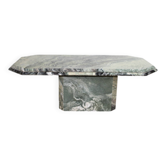 Table basse artisanale en marbre vert, 1960 France