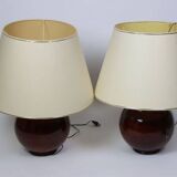 Pair of very large glazed ceramic ball lamps €80