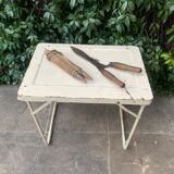 Folding iron side table