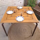 Table carree en bois metal