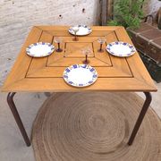 Table carree en bois metal