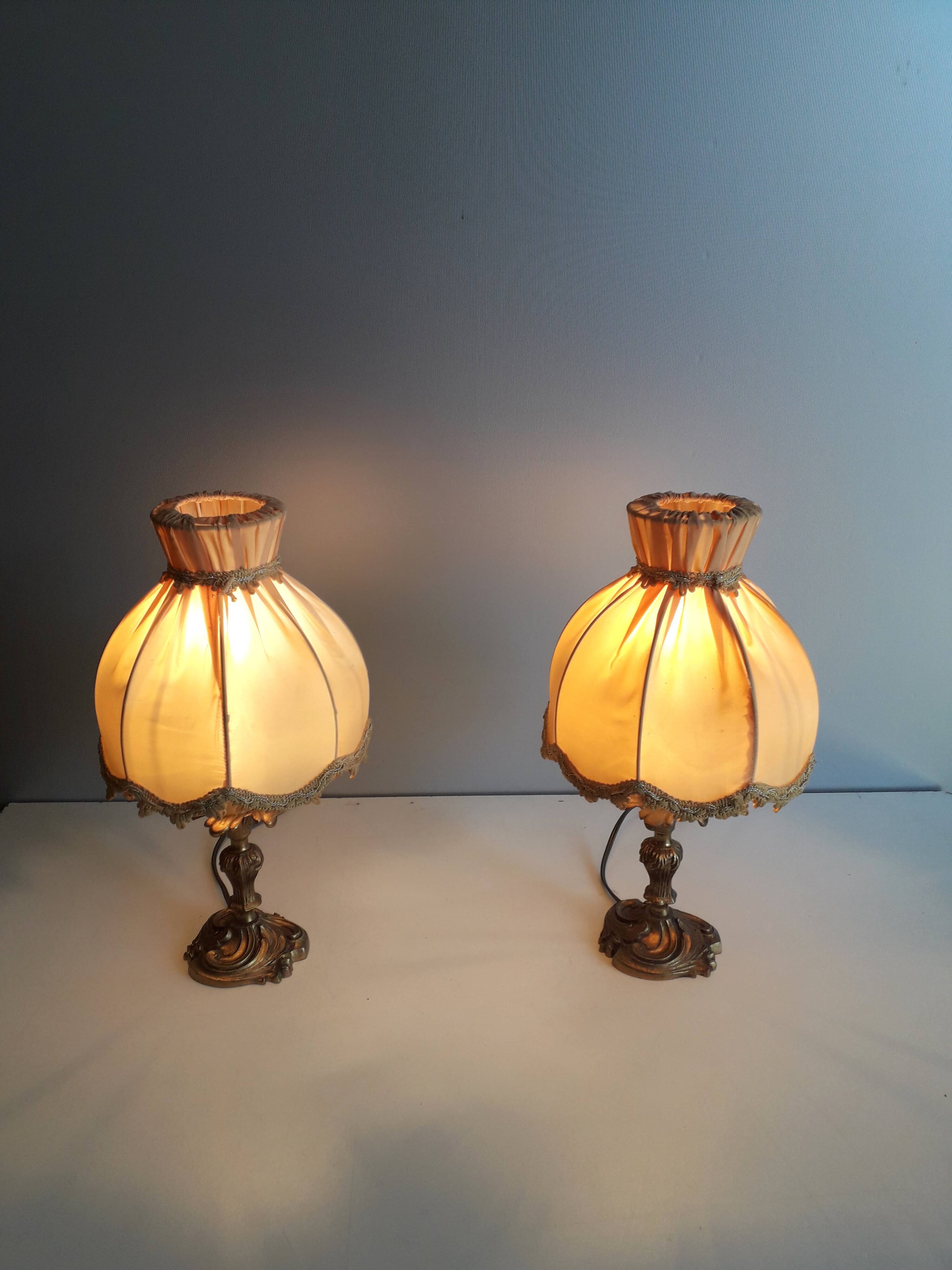 Paire de lampes de chevet/ à poser - bronze doré