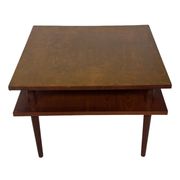 Table basse carrée vintage en placage de teck, design des années 1960