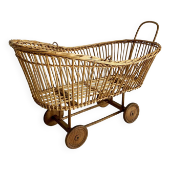 Old rattan doll's pram