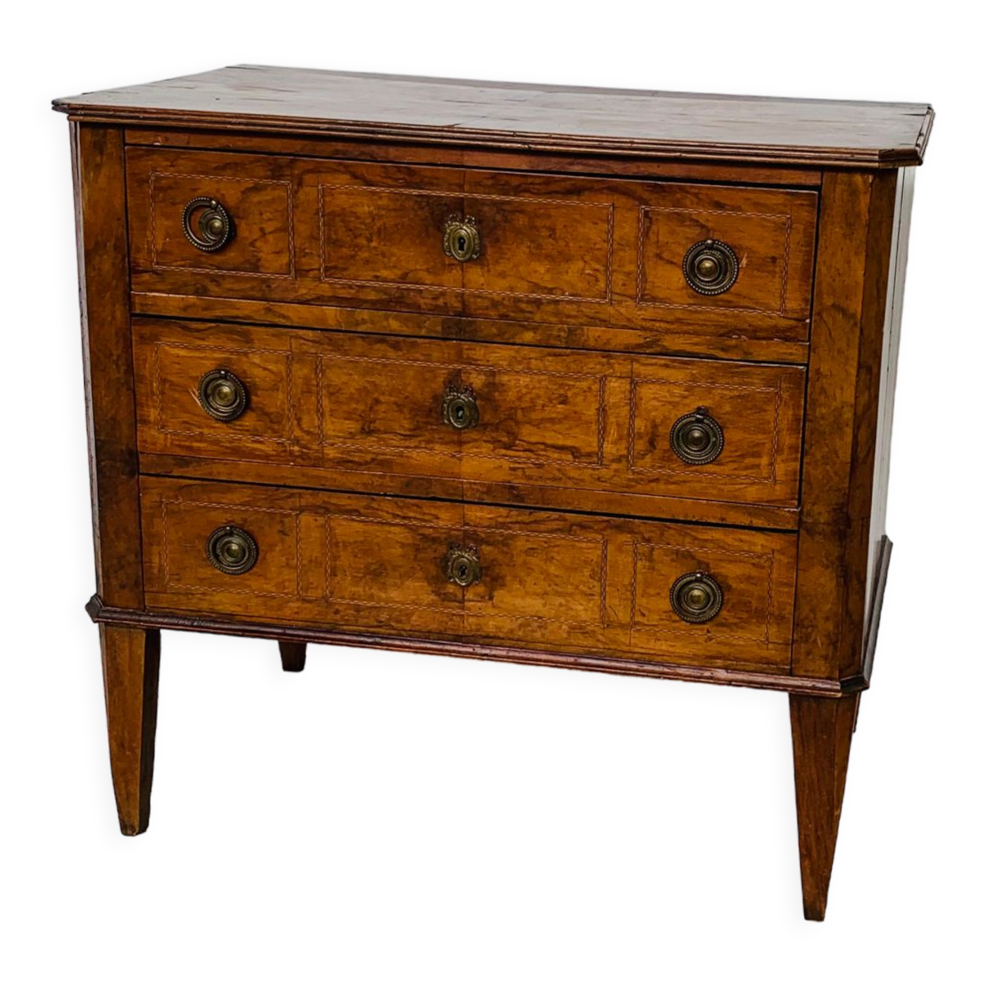 Old small inlaid chest of drawers with 3 drawers - Louis XVI probably 18th