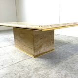 Travertine and brass coffee table by Fedam, 1970s