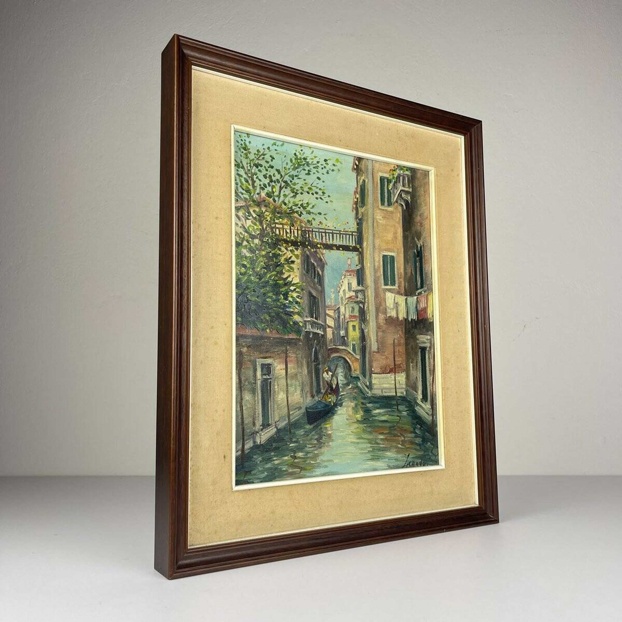Italian artist, Venice Canal, original oil painting, 1960s, framed.